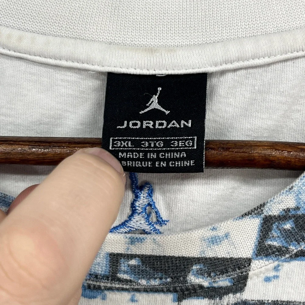 Jordan Graphic T Shirt Men 3XL White Blue Mosaic Michael Jordan Portrait 6 Rings